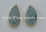 NGP8517 25*48mm - 27*52mm flat teardrop druzy agate pendants
