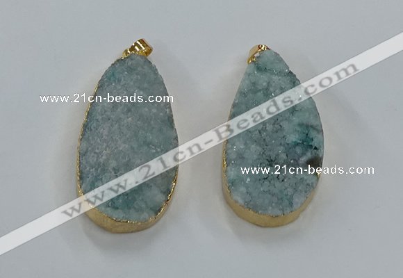 NGP8517 25*48mm - 27*52mm flat teardrop druzy agate pendants