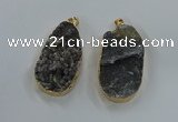NGP8519 25*48mm - 27*52mm flat teardrop druzy agate pendants
