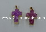 NGP8535 22*30mm - 25*35mm cross druzy agate pendants wholesale