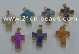 NGP8541 22*30mm - 25*35mm cross druzy agate pendants wholesale