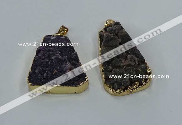 NGP8550 25*33mm - 30*35mm trapezoid druzy agate pendants