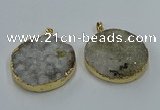 NGP8553 38mm - 40mm flat round druzy agate pendants wholesale