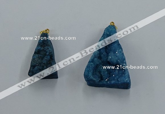 NGP8579 18*25mm - 25*40mm triangle druzy agate pendants wholesale