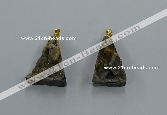 NGP8582 18*25mm - 25*40mm triangle druzy agate pendants wholesale