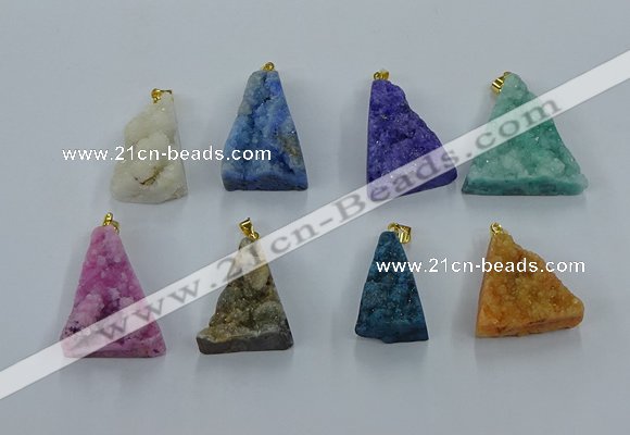 NGP8583 18*25mm - 25*40mm triangle druzy agate pendants wholesale