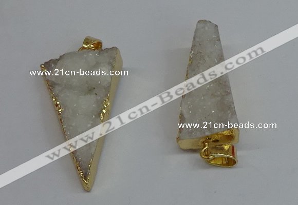 NGP8593 13*40mm - 20*35mm triangle druzy agate pendants wholesale