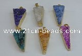 NGP8602 13*40mm - 20*35mm triangle druzy agate pendants wholesale