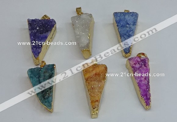 NGP8602 13*40mm - 20*35mm triangle druzy agate pendants wholesale