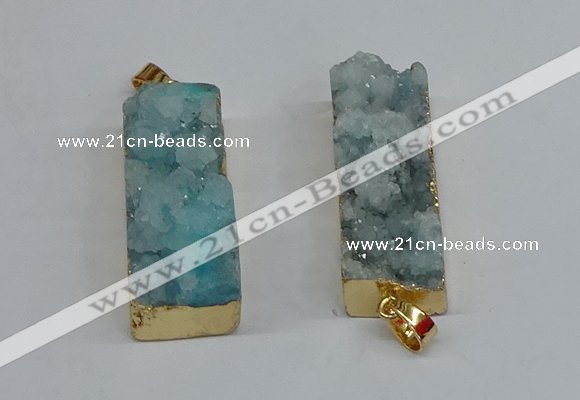 NGP8610 15*35mm - 16*40mm rectangle druzy agate pendants wholesale