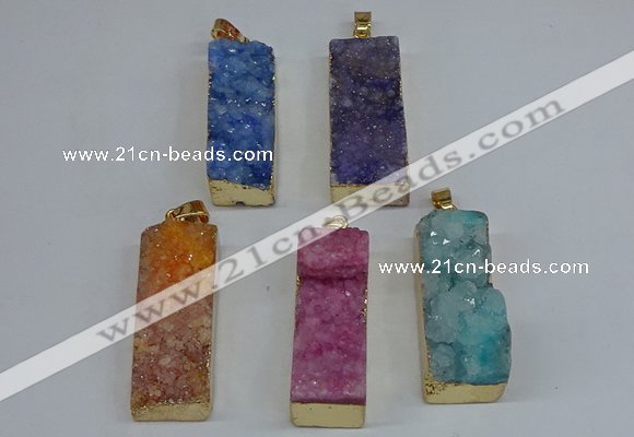 NGP8613 15*35mm - 16*40mm rectangle druzy agate pendants wholesale