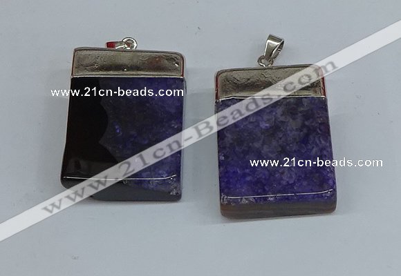 NGP8679 26*36mm rectangle druzy agate pendants wholesale