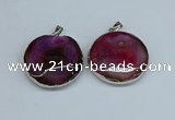 NGP8700 38mm - 40mm flat round agate pendants wholesale