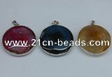 NGP8704 38mm - 40mm flat round agate pendants wholesale