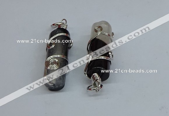 NGP8800 13*40mm tube agate gemstone pendants wholesale