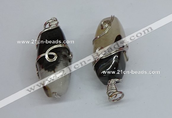 NGP8833 20*45mm rice agate gemstone pendants wholesale