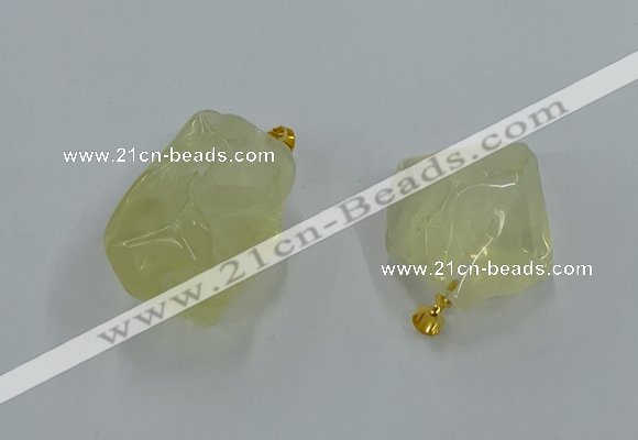 NGP8857 20*25mm - 30*40mm nuggets lemon quartz pendants wholesale