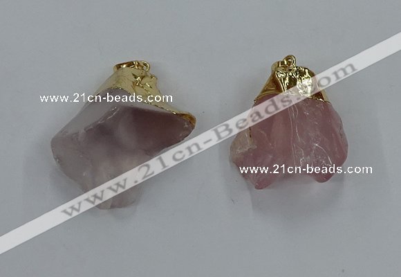 NGP8861 20*25mm - 30*40mm nuggets rose quartz gemstone pendants