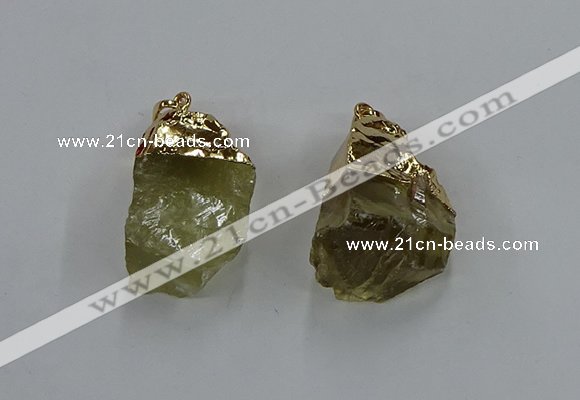 NGP8863 20*25mm - 30*40mm nuggets lemon quartz gemstone pendants