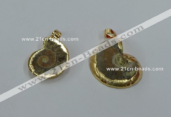 NGP8872 22*26mm - 30*35mm carved ammonite gemstone pendants