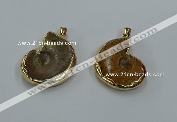 NGP8874 22*26mm - 30*35mm carved ammonite gemstone pendants