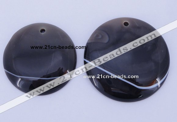 NGP888 5PCS 37mm - 44mm flat round agate gemstone pendants wholesale