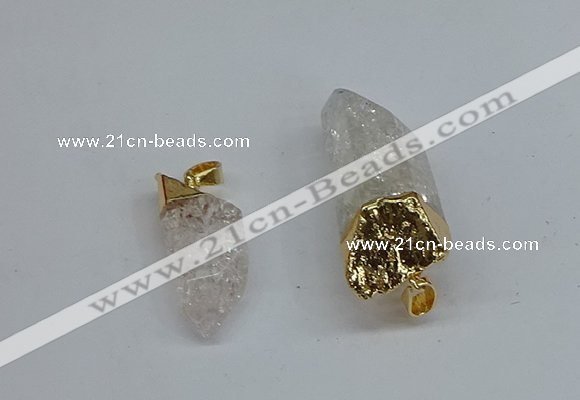 NGP8887 10*35mm - 20*45mm sticks crackle quartz pendants