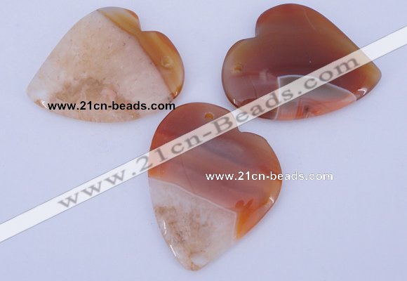 NGP894 5PCS 42*50mm heart agate druzy geode gemstone pendants