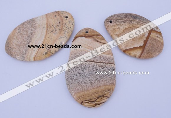 NGP958 5PCS 35-45mm*50-65mm freeform picture jasper gemstone pendants