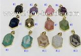 NGP9606 18*25mm faceted hexagon plated druzy agate pendants