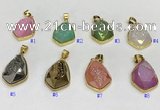 NGP9609 18*25mm faceted teardrop plated druzy agate pendants