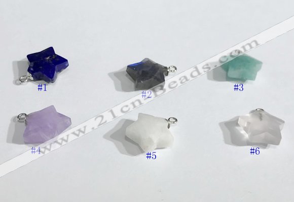 NGP9701 12mm faceted star  mixed gemstone pendants wholesale