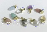 NGP9715 11*16mm arrowhead-shaped  mixed gemstone pendants wholesale