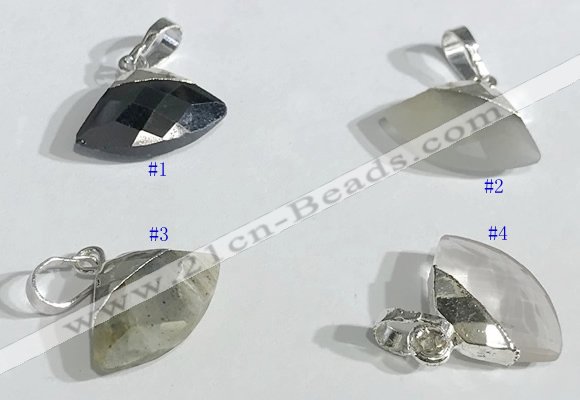 NGP9717 11*16mm fan-shaped  mixed gemstone pendants wholesale