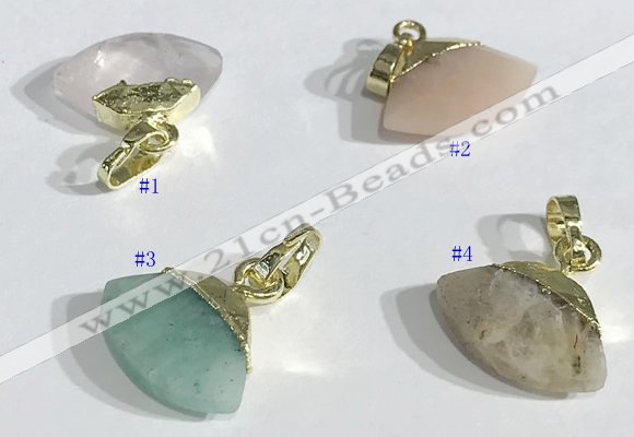 NGP9718 11*16mm fan-shaped  mixed gemstone pendants wholesale