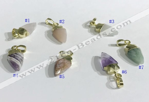 NGP9723 9*15mm arrowhead-shaped  mixed gemstone pendants wholesale