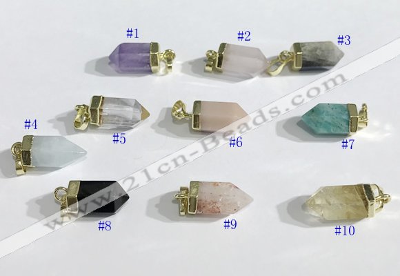 NGP9730 8*16mm sticks-shaped  mixed gemstone pendants wholesale