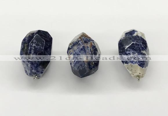 NGP9817 22*35mm - 25*40mm faceted nuggets sodalite gemstone pendants