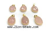 NGP9876 17*22mm faceted oval rose quartz pendant