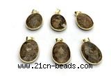 NGP9879 17*22mm faceted oval bronzite pendant