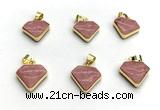 NGP9884 14*16mm faceted pink wooden jasper pendant