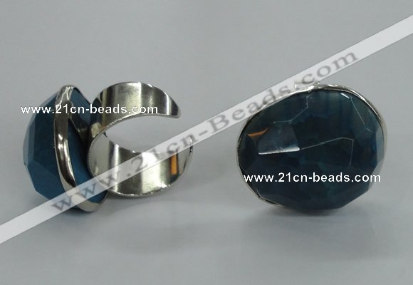 NGR04 18*25mm - 22*28mm faceted nuggets agate gemstone rings
