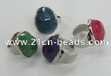 NGR05 18*25mm - 22*28mm faceted nuggets agate gemstone rings