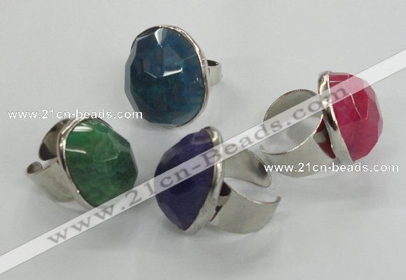 NGR05 18*25mm - 22*28mm faceted nuggets agate gemstone rings