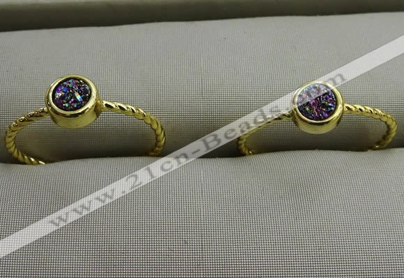 NGR1034 4mm coin plated druzy agate rings wholesale