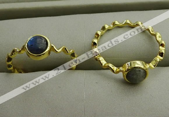 NGR1060 4mm coin labradorite gemstone rings wholesale