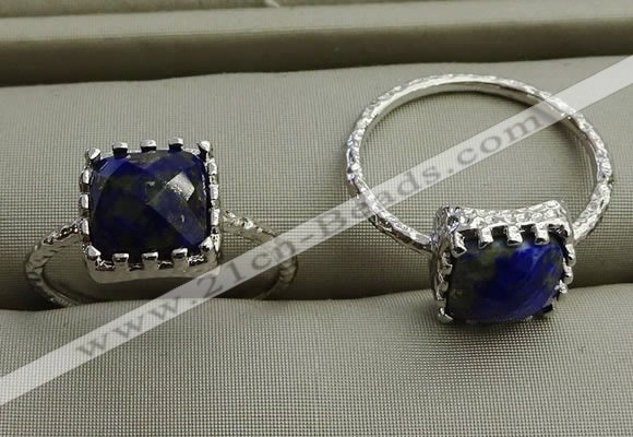 NGR1068 8*8mm square lapis lazuli gemstone rings wholesale