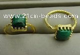 NGR1071 8*8mm square malachite gemstone rings wholesale