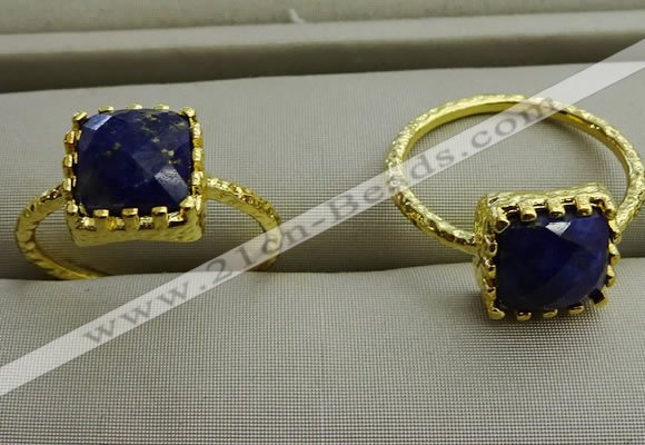 NGR1075 8*8mm square lapis lazuli gemstone rings wholesale