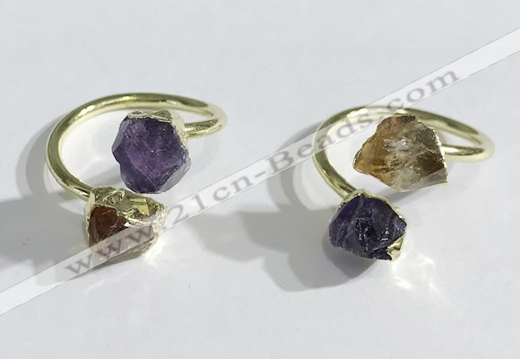 NGR1081 8*10mm - 10*12mm faceted nuggets Citrine & amethyst rings